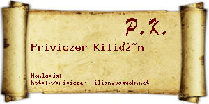 Priviczer Kilián névjegykártya